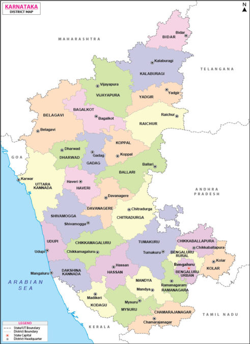 Karnataka District  Map