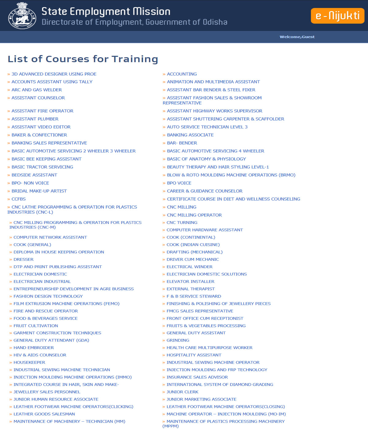 OSEM Training Courses List Online Mode  