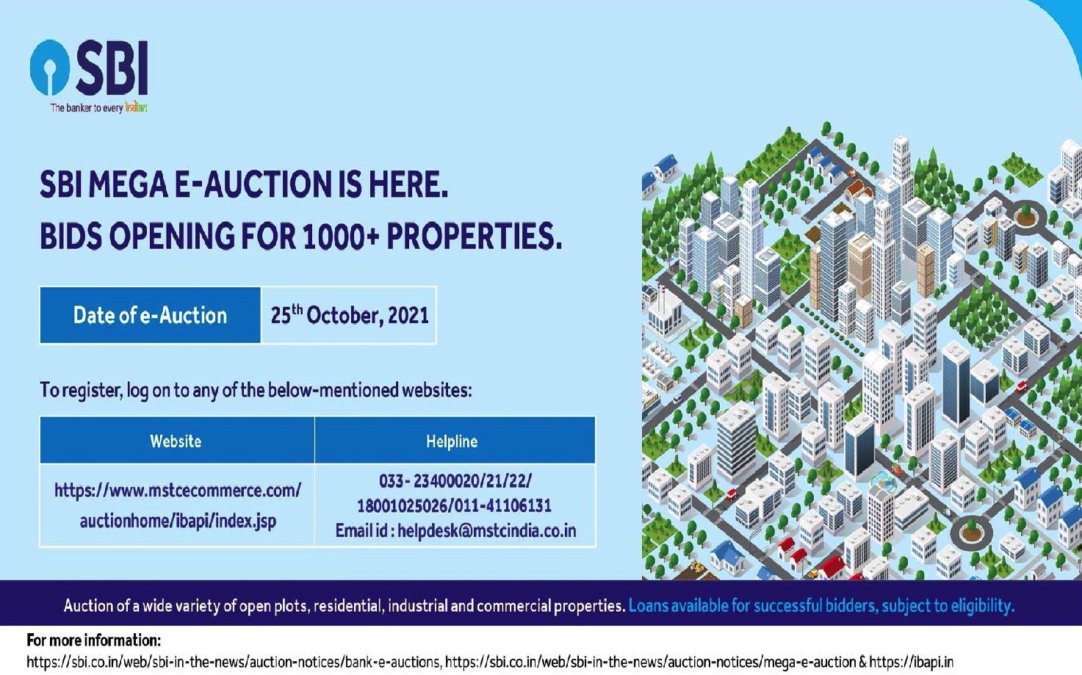 SBI Mega e Auction Properties List Advertisement