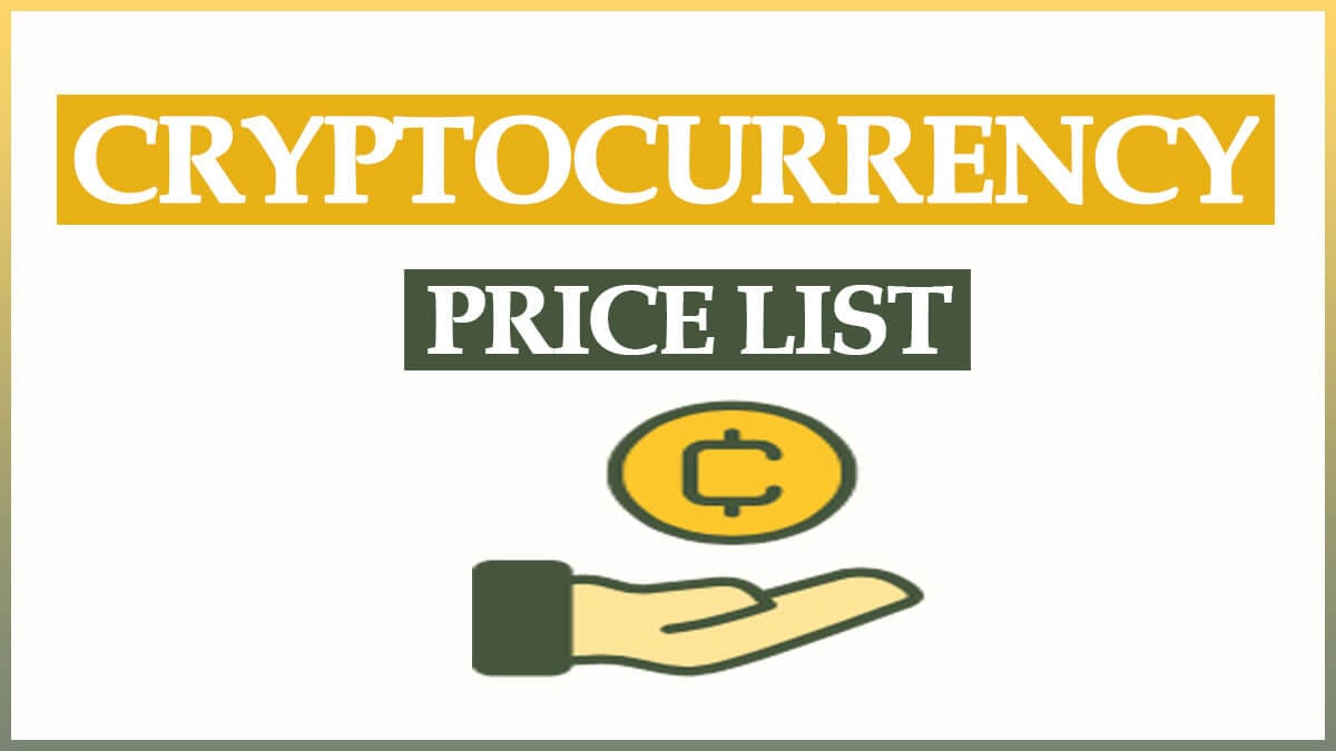 cryptocurrency list with price in india