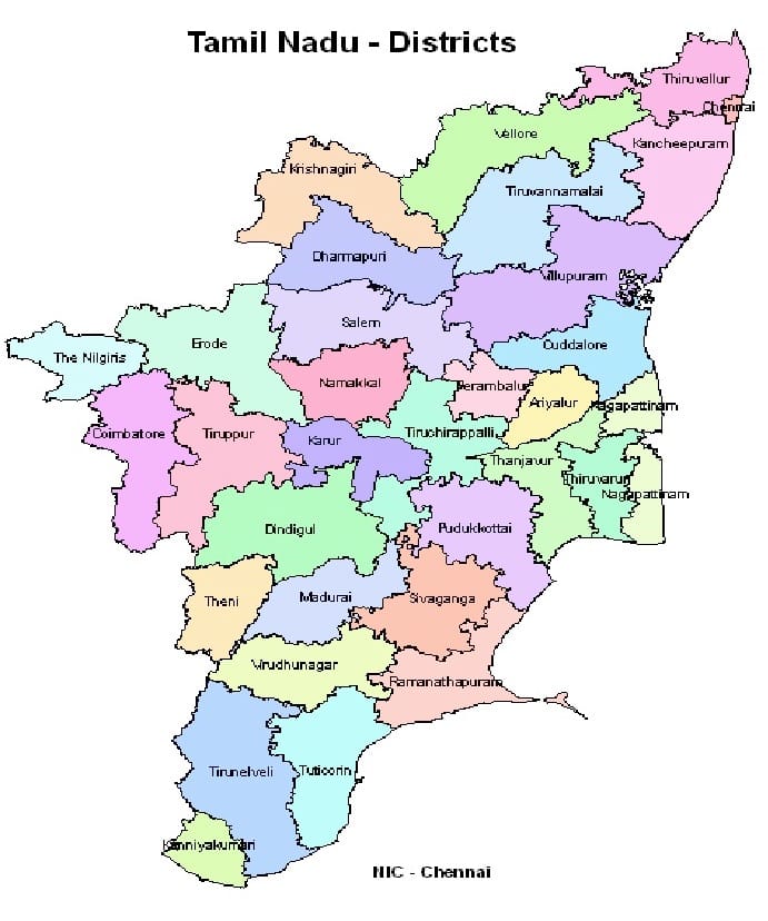 Total Districts In Tamilnadu 2024 Karry Marylee   Tamil Nadu District Map 