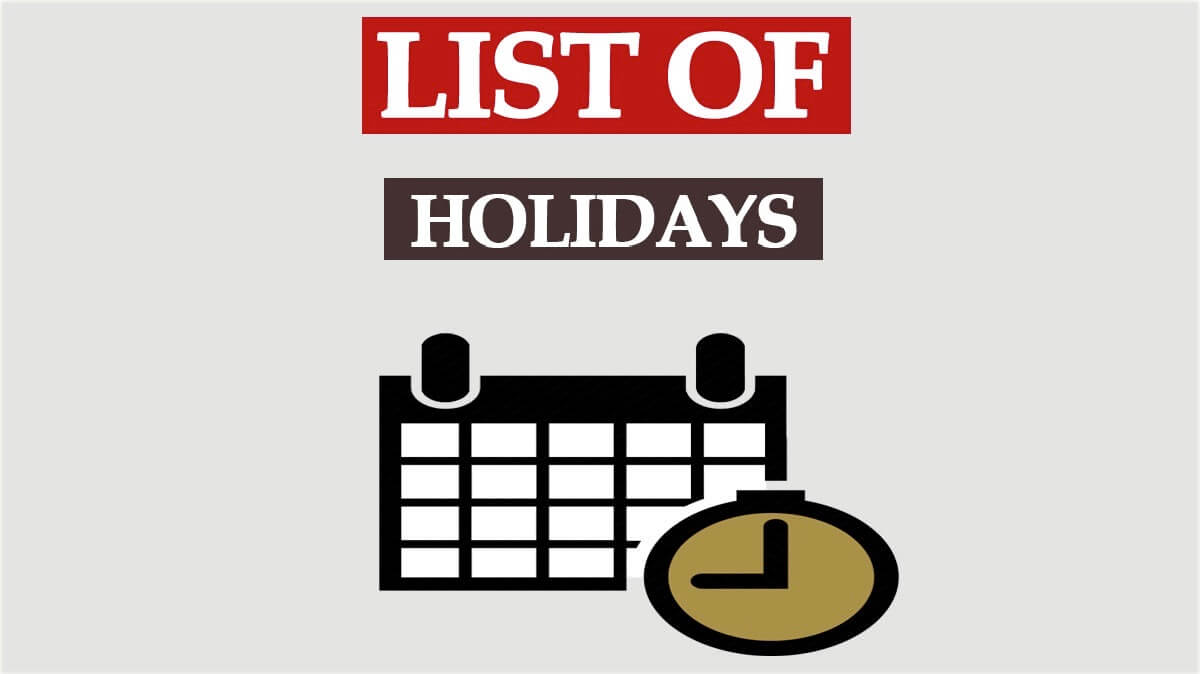 List of Holidays 2022