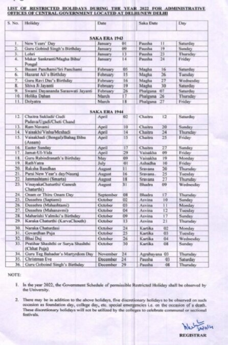 Du Academic Calendar 2022 2023 Du Holidays List 2022 Pdf | Delhi University New Academic Calendar