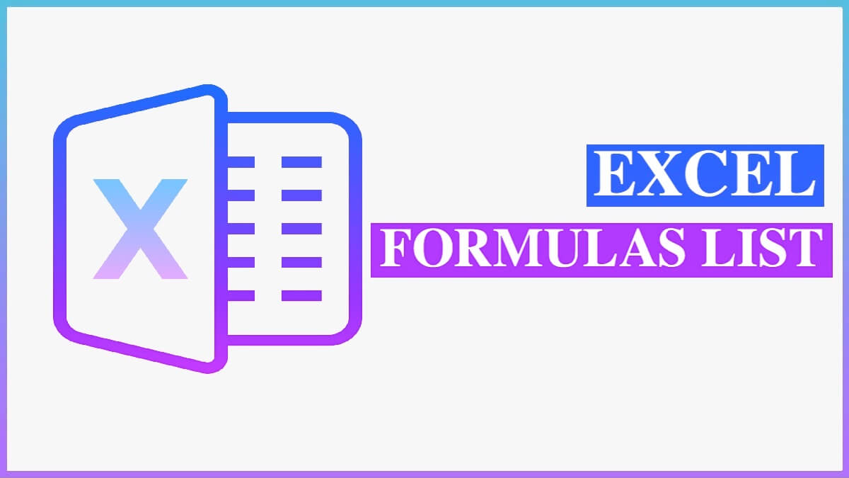 Excel Formulas List PDF with Examples in Excel Sheet