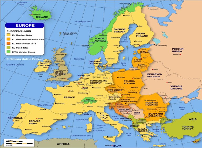 List of European Countries 2024 & Map PDF Download