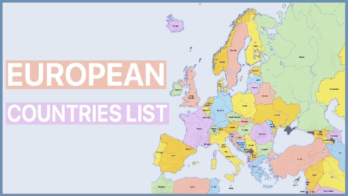 List Of European Countries 2023 Map PDF Download