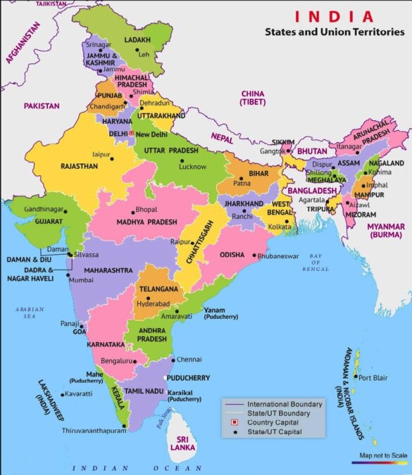 India Map with Cities and States
