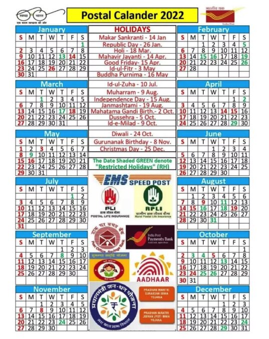 Post Office holidays calendar 2022