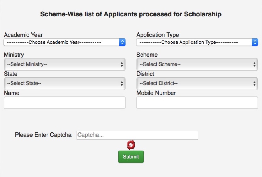 List of Applicants Processed for Scholarship Scheme