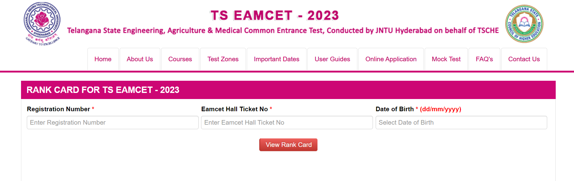 TS EAMCET 2023 Rank Card