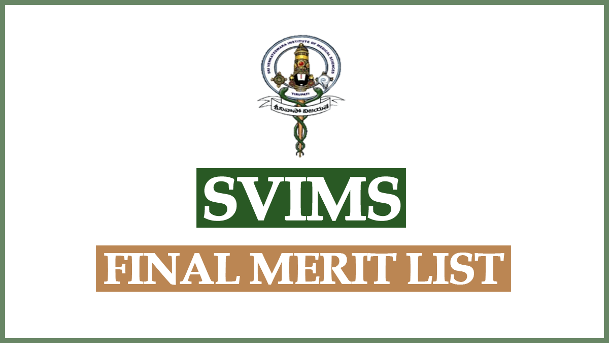 SVIMS Final Merit List