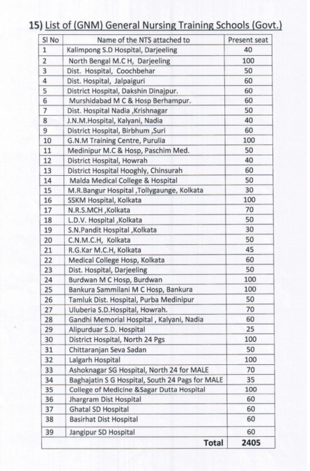 c.g. govt nursing college list pdf