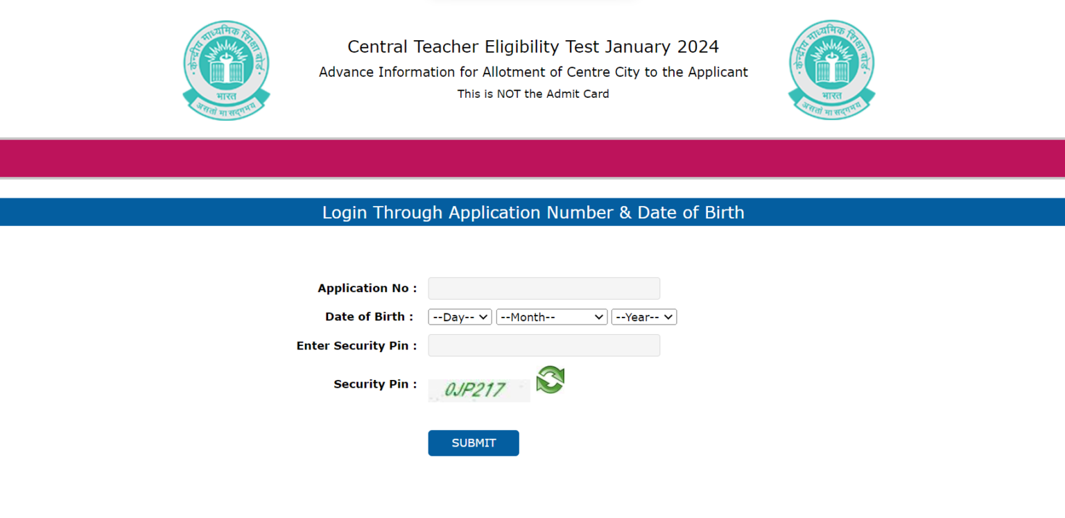 CTET Exam Centre List 2024 PDF