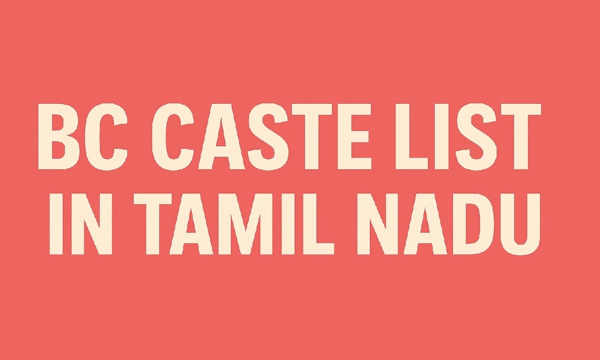 BC Caste List in Tamil Nadu