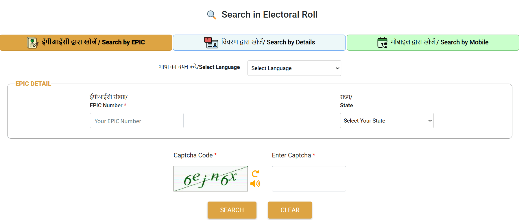 Search in Electoral Roll