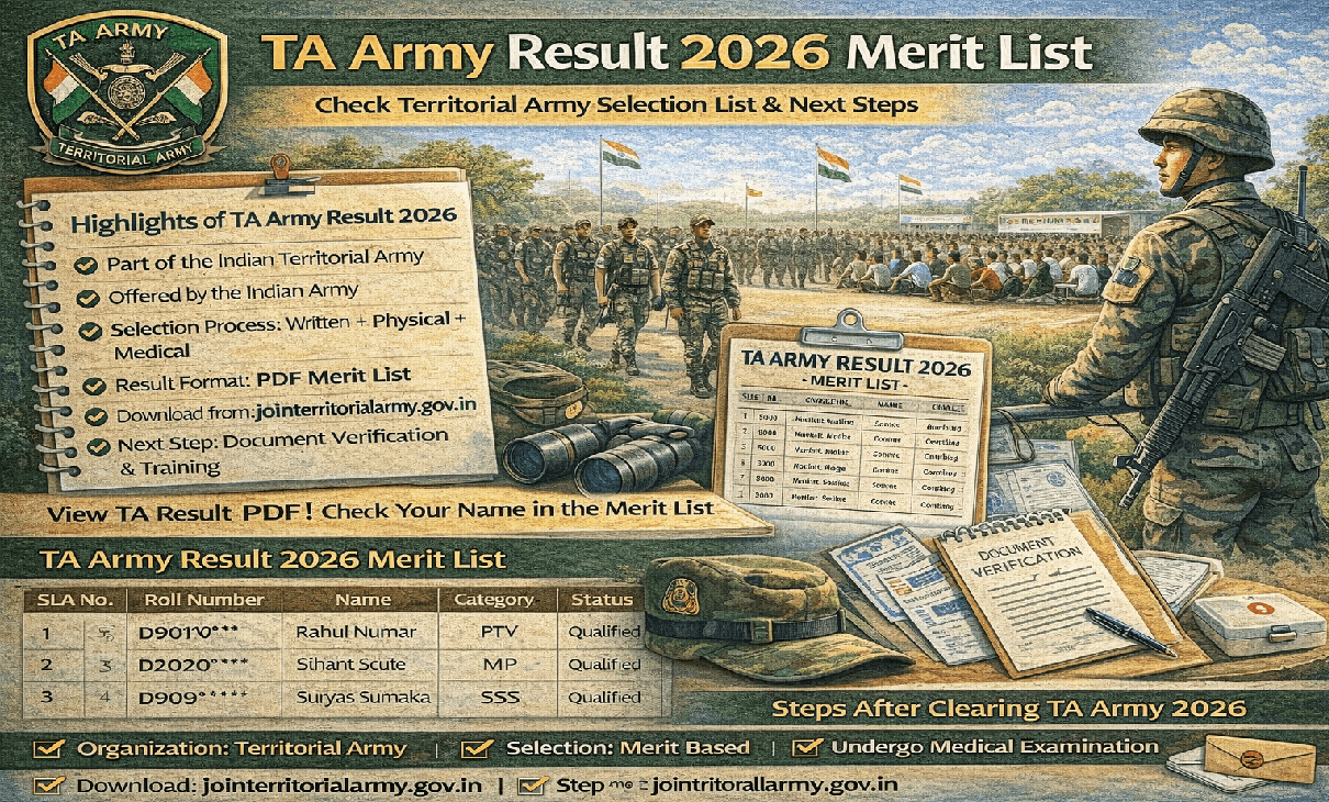 TA Army Result 2026 Merit List