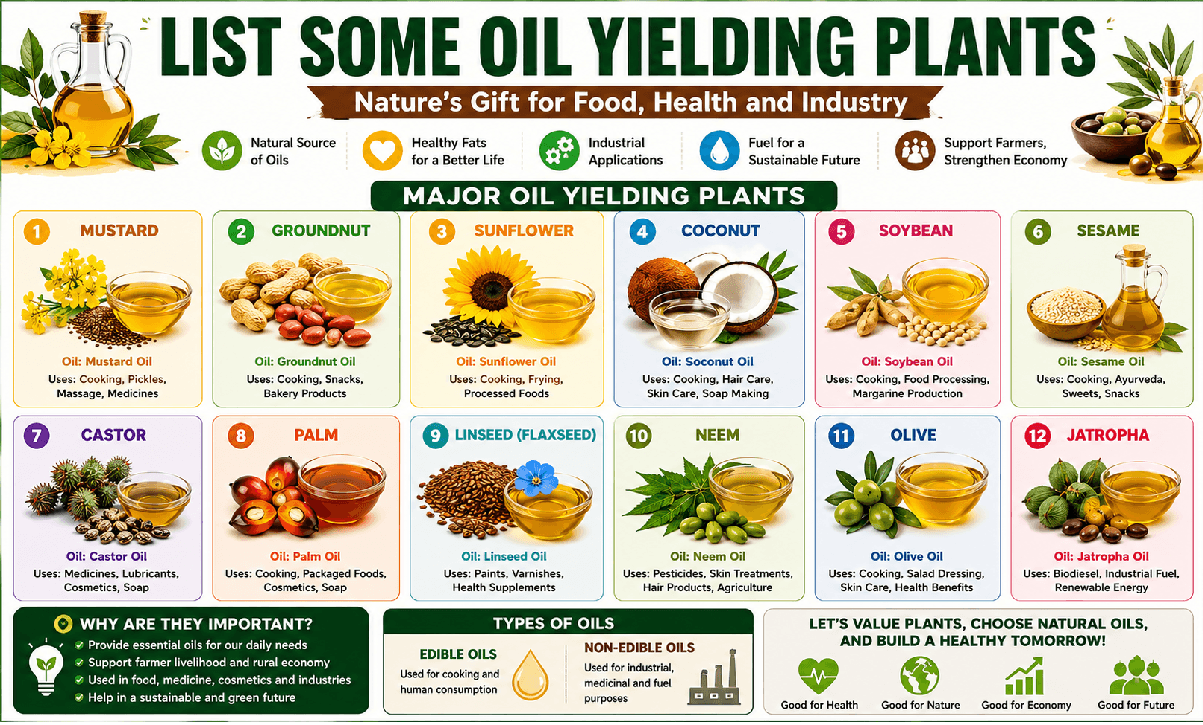 List Some Oil Yielding Plants